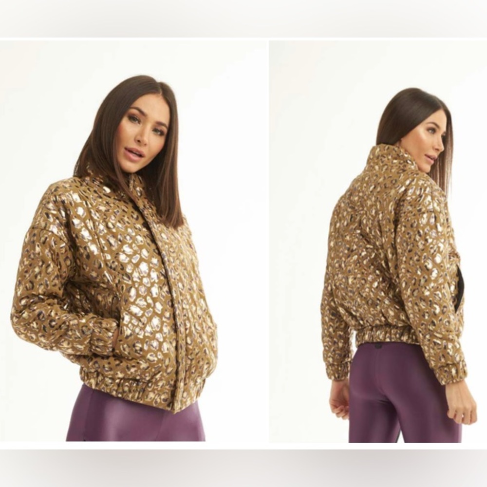 Koral Cheetah Cropped jacket with front zipper and side pockets
